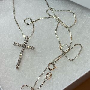 Sterling Silver Clear Quartz Cross Pendant Necklace